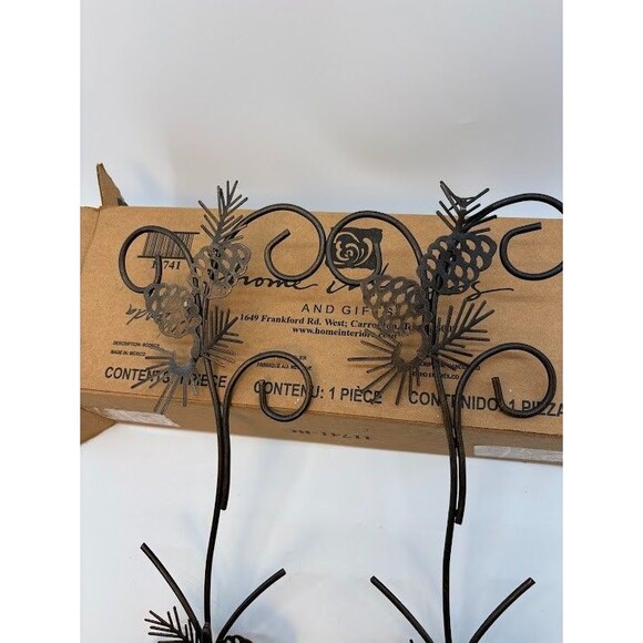 Home Interiors Pine Tree/Pine Cone Burnished Metal Wall Candle Scones NIB - Picture 2 of 3